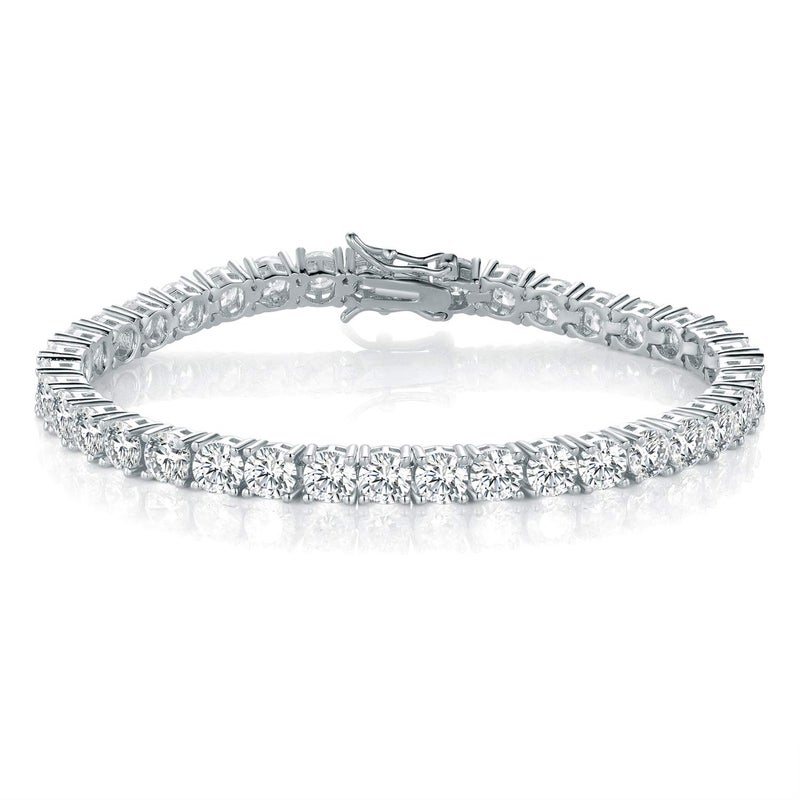 MDFUN 18k White Gold Plated 5.0 Cubic Zirconia Tennis Bracelet 7.5 inch for Men and Women - Image 1